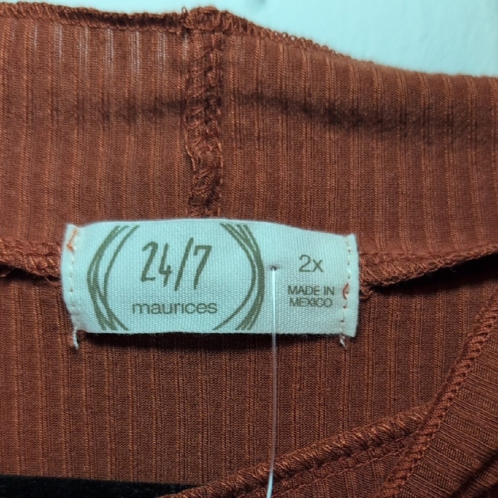 Maurices Rust Long Sleeve Blouse - Picture 3 of 6